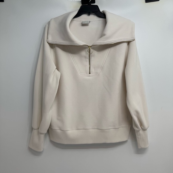 Varley  Vine Women's Size L Ivory Cream Half Zip Pullover Sweatshirt Quarter Zip - Picture 2 of 13